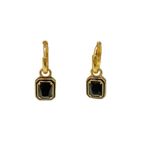 Aretes Rectangular Frau Elegance con zirconia Color Negro