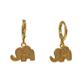 Aretes en forma de Elefante Frau Elegance con zirconia plateados
