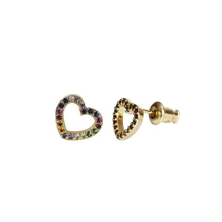 Frau Elegance aretes de poste corazon rainbow
