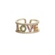 Frau Elegance Anillo Ajustable Chapa de Oro con Circonia Rainbow LOVE