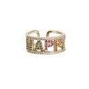 Frau Elegance Anillo Ajustable Chapa de Oro con Circonia Rainbow HAPPY