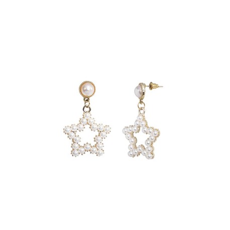 Aretes Dorado Estrella con Perlitas